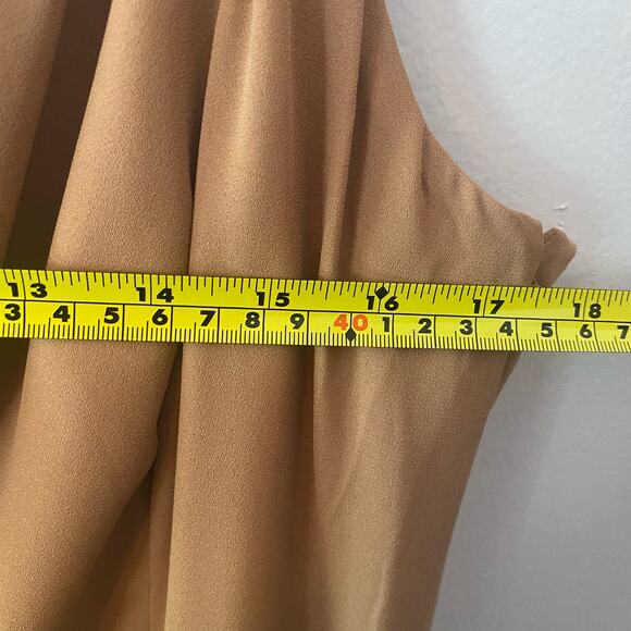 NWOT BHLDN Tan Beige One Shoulder Anamaria Georgette Midi Dress Women's size 12 - Picture 10 of 11